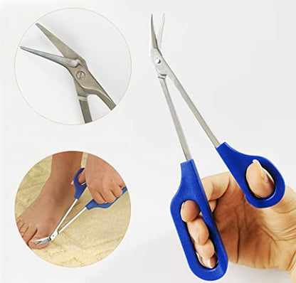 JJHREI 8 Inch Long Handle Toenail Scissors for Thick Nails – Easy Reach Toe Nail Clippers for Seniors, Women, Men