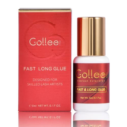 GOLLEEPRO Professional Eyelash Extension Glue – Long Retention 8 Weeks, 1 Second Drying Time, Black Lash Adhesive (5ml/0.17fl.oz) for Salon Use Only Avelisse