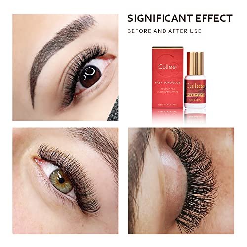GOLLEEPRO Professional Eyelash Extension Glue – Long Retention 8 Weeks, 1 Second Drying Time, Black Lash Adhesive (5ml/0.17fl.oz) for Salon Use Only Avelisse