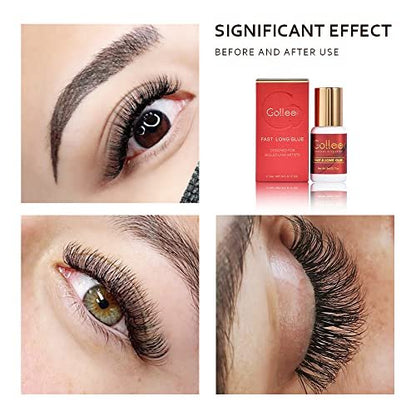 GOLLEEPRO Professional Eyelash Extension Glue – Long Retention 8 Weeks, 1 Second Drying Time, Black Lash Adhesive (5ml/0.17fl.oz) for Salon Use Only Avelisse