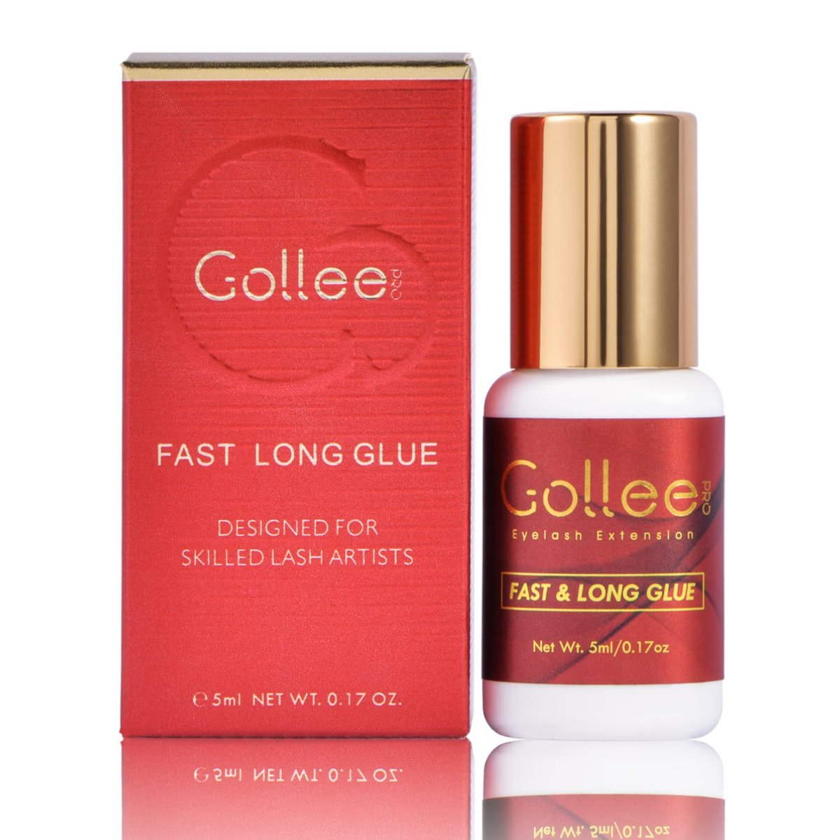 GOLLEEPRO Professional Eyelash Extension Glue – Long Retention 8 Weeks, 1 Second Drying Time, Black Lash Adhesive (5ml/0.17fl.oz) for Salon Use Only Avelisse