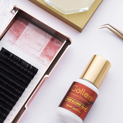GOLLEEPRO Professional Eyelash Extension Glue – Long Retention 8 Weeks, 1 Second Drying Time, Black Lash Adhesive (5ml/0.17fl.oz) for Salon Use Only Avelisse