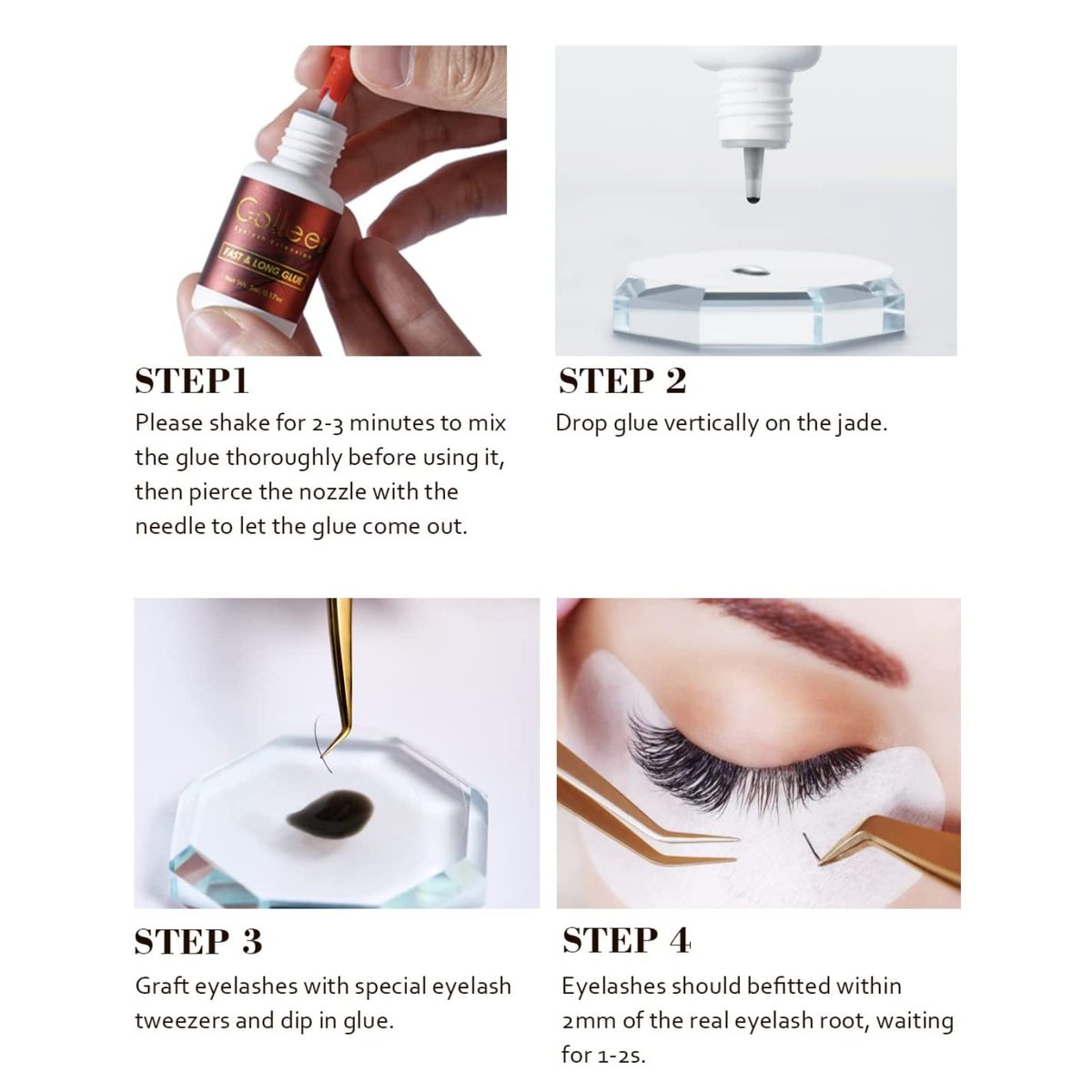 GOLLEEPRO Professional Eyelash Extension Glue – Long Retention 8 Weeks, 1 Second Drying Time, Black Lash Adhesive (5ml/0.17fl.oz) for Salon Use Only Avelisse