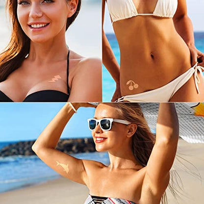 Chinco 210 Pieces Multi-Style Tanning Stickers - Heart, Butterfly, Dolphin Designs - Self-Adhesive, Waterproof, Single Use