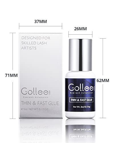 GOLLEEPRO High Flexibility Eyelash Extension Glue – 1 Second Drying Time, 6-8 Weeks Retention, 5ml Thin & Fast Lash Adhesive for Professional Use Avelisse