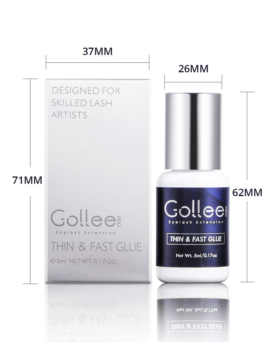 GOLLEEPRO High Flexibility Eyelash Extension Glue – 1 Second Drying Time, 6-8 Weeks Retention, 5ml Thin & Fast Lash Adhesive for Professional Use Avelisse