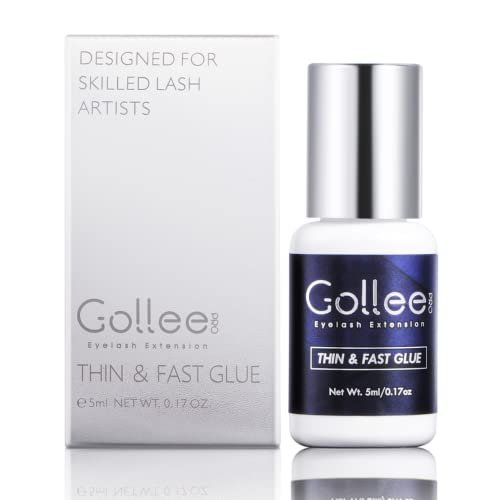 GOLLEEPRO High Flexibility Eyelash Extension Glue – 1 Second Drying Time, 6-8 Weeks Retention, 5ml Thin & Fast Lash Adhesive for Professional Use Avelisse