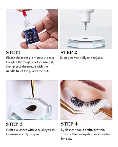 GOLLEEPRO High Flexibility Eyelash Extension Glue – 1 Second Drying Time, 6-8 Weeks Retention, 5ml Thin & Fast Lash Adhesive for Professional Use Avelisse