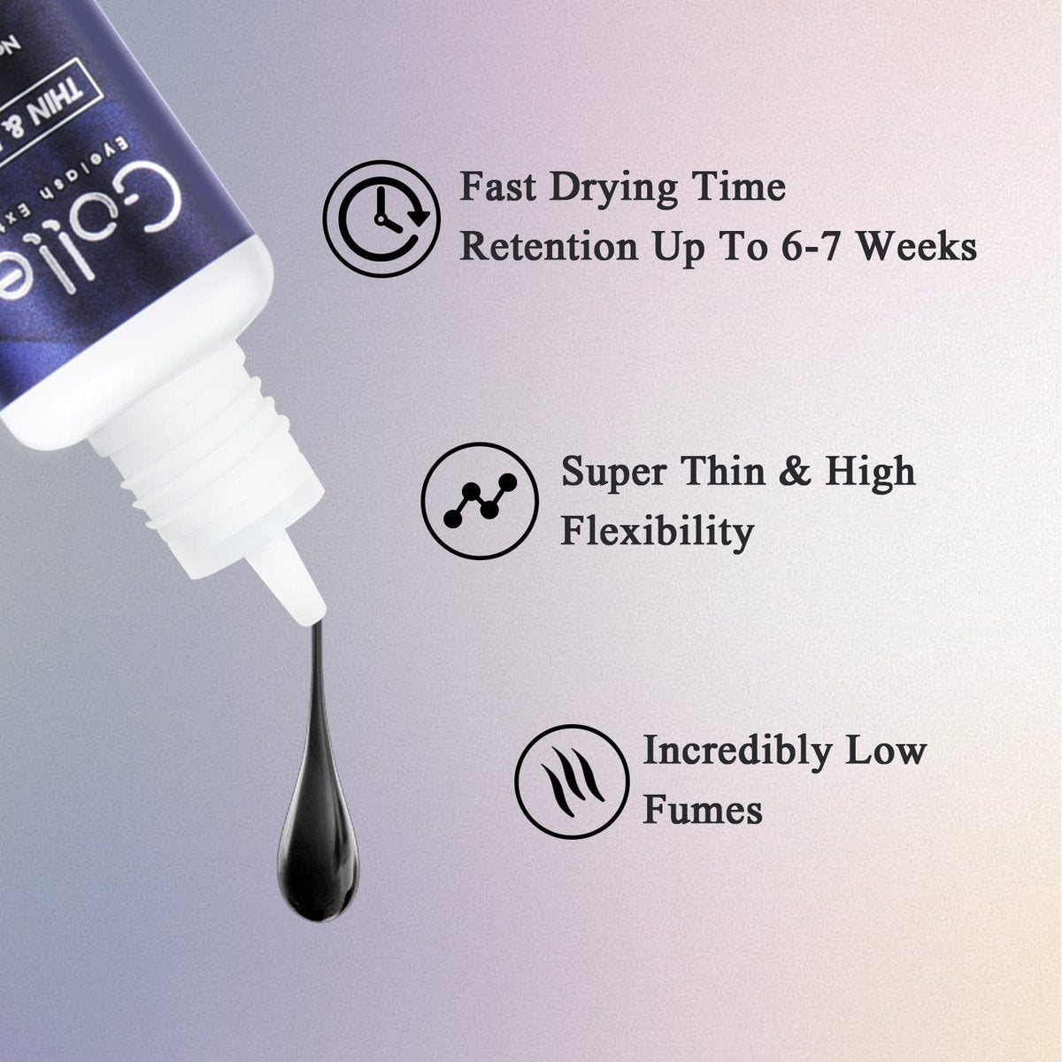 GOLLEEPRO High Flexibility Eyelash Extension Glue – 1 Second Drying Time, 6-8 Weeks Retention, 5ml Thin & Fast Lash Adhesive for Professional Use Avelisse
