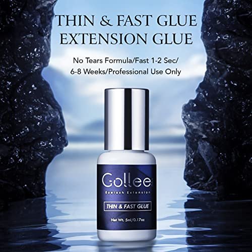GOLLEEPRO High Flexibility Eyelash Extension Glue – 1 Second Drying Time, 6-8 Weeks Retention, 5ml Thin & Fast Lash Adhesive for Professional Use Avelisse