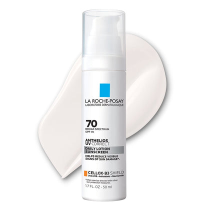 La Roche-Posay Anthelios UV Correct Sunscreen Moisturizer SPF 70 | Daily Anti-Aging Face Moisturizer with Niacinamide for Sensitive Skin Avelisse