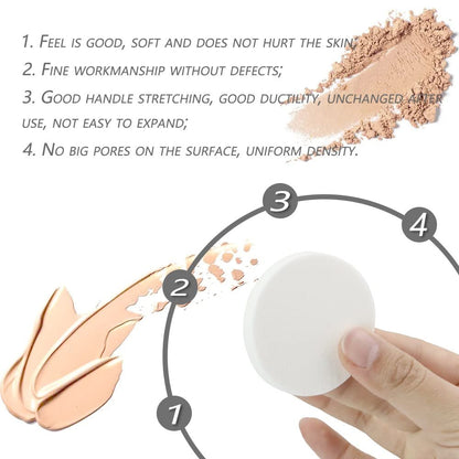 48-Piece White Makeup Sponge Set – Round Foam Powder Puffs for Wet & Dry Use, All Skin Types