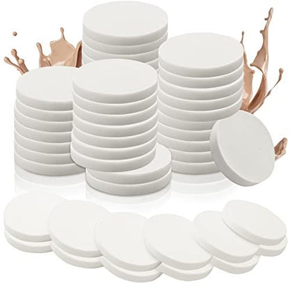 48-Piece White Makeup Sponge Set – Round Foam Powder Puffs for Wet & Dry Use, All Skin Types