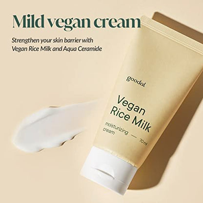 GOODAL Mild Vegan Rice Milk Moisturizing Cream - 2.36 fl oz | Gentle Face Moisturizer for Sensitive Skin