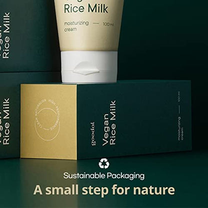 GOODAL Mild Vegan Rice Milk Moisturizing Cream - 2.36 fl oz | Gentle Face Moisturizer for Sensitive Skin