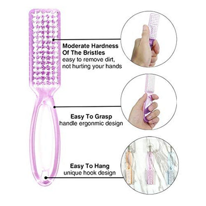 10-Piece Multicolor Nail Brush Set with Handle Grip – Fingernail Cleaning Brushes for Men and Women