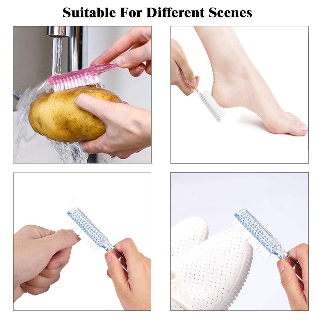 10-Piece Multicolor Nail Brush Set with Handle Grip – Fingernail Cleaning Brushes for Men and Women - görsel 3