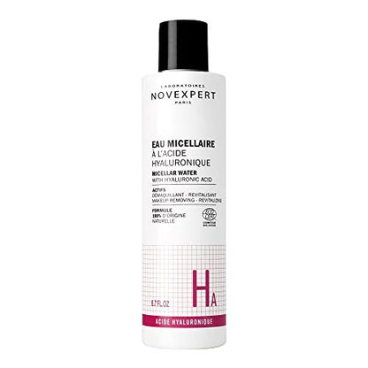 Novexpert Micellar Water Makeup Remover - Anti Aging Facial Cleanser with Hyaluronic Acid, No Rinse Formula for All Skin Types, Hypoallergenic and Vegan, 6.7 oz