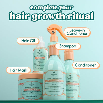Nature Spell Hair Growth Complex Shampoo, Sulfate & Paraben Free, Nourishing & Strengthening, Infused with Hyaluronic Acid & Vitamin B5, For All Hair Types, Vegan, 10.14 fl oz Avelisse