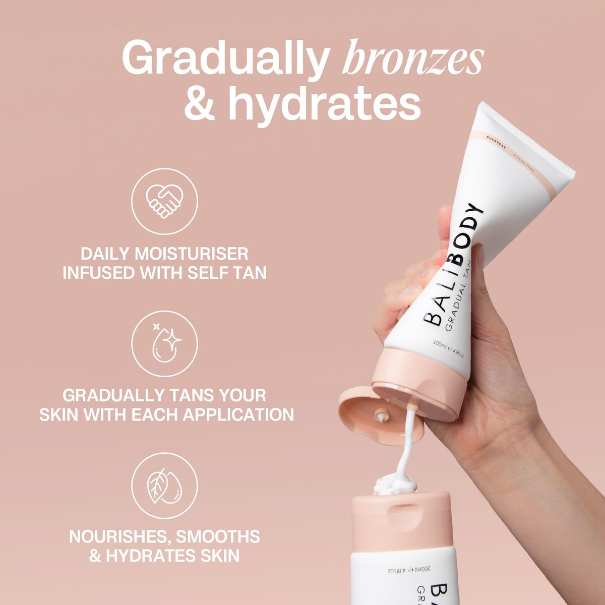 Bali Body Gradual Tan 2-in-1 Ultra Moisturizing Body Lotion for Women with Extremely Dry Skin, Hydrating Natural Self Tanner, Non-Greasy & Streak-Free Moisturizer, Cruelty-Free (200 ml/6.7 fl oz) - görsel 9