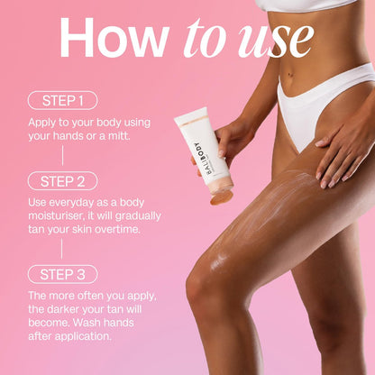 Bali Body Gradual Tan 2-in-1 Ultra Moisturizing Body Lotion for Women with Extremely Dry Skin, Hydrating Natural Self Tanner, Non-Greasy & Streak-Free Moisturizer, Cruelty-Free (200 ml/6.7 fl oz)