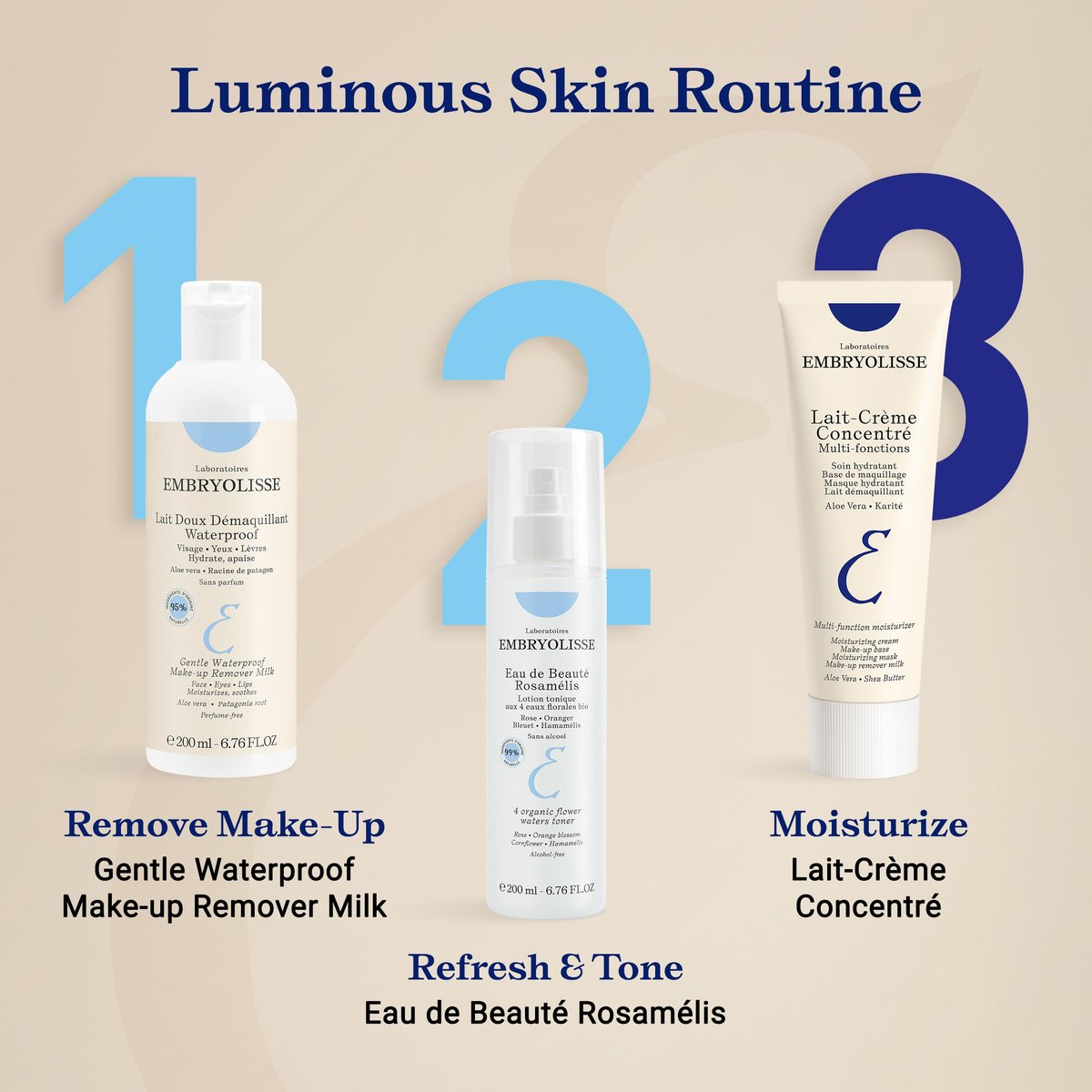 Embryolisse Gentle Waterproof Make-up Remover Milk 4-in-1 Hydrating Facial Cleanser for Sensitive Skin with Aloe Vera & Shea Butter, 6.76 Fl Oz - görsel 11