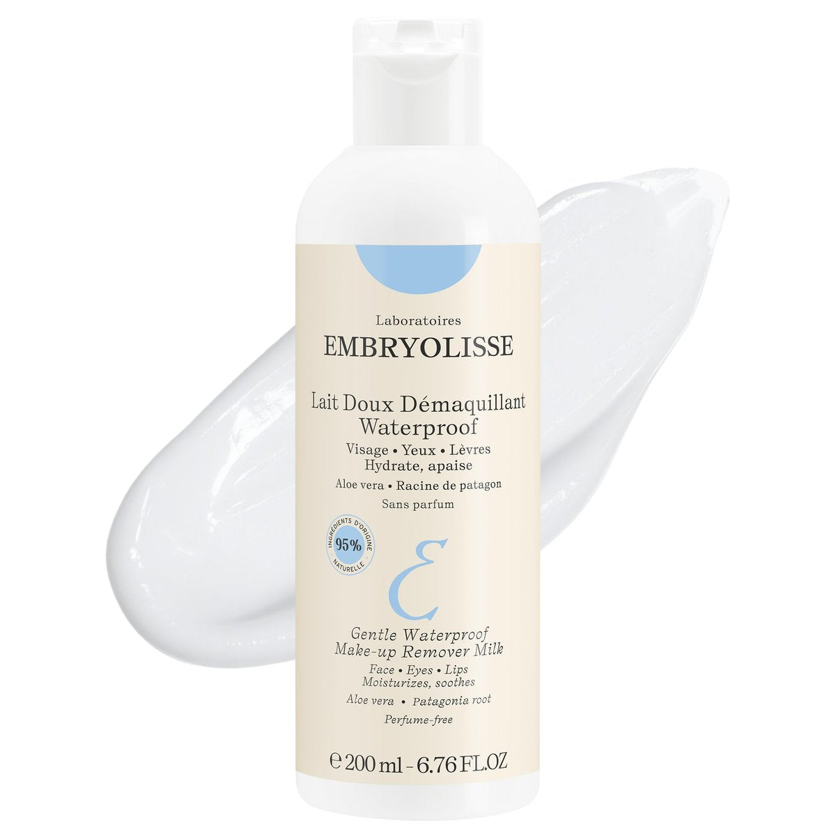 Embryolisse Gentle Waterproof Make-up Remover Milk 4-in-1 Hydrating Facial Cleanser for Sensitive Skin with Aloe Vera & Shea Butter, 6.76 Fl Oz - görsel 1