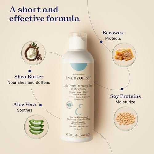 Embryolisse Gentle Waterproof Make-up Remover Milk 4-in-1 Hydrating Facial Cleanser for Sensitive Skin with Aloe Vera & Shea Butter, 6.76 Fl Oz - görsel 8