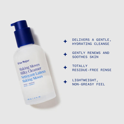 Ursa Major Making Moves Milky Cleanser – Natural, Vegan & Cruelty-Free Daily Non-Foaming Cleanser for Normal to Dry & Sensitive Skin – 4 oz Avelisse