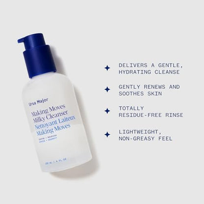 Ursa Major Making Moves Milky Cleanser – Natural, Vegan & Cruelty-Free Daily Non-Foaming Cleanser for Normal to Dry & Sensitive Skin – 4 oz Avelisse