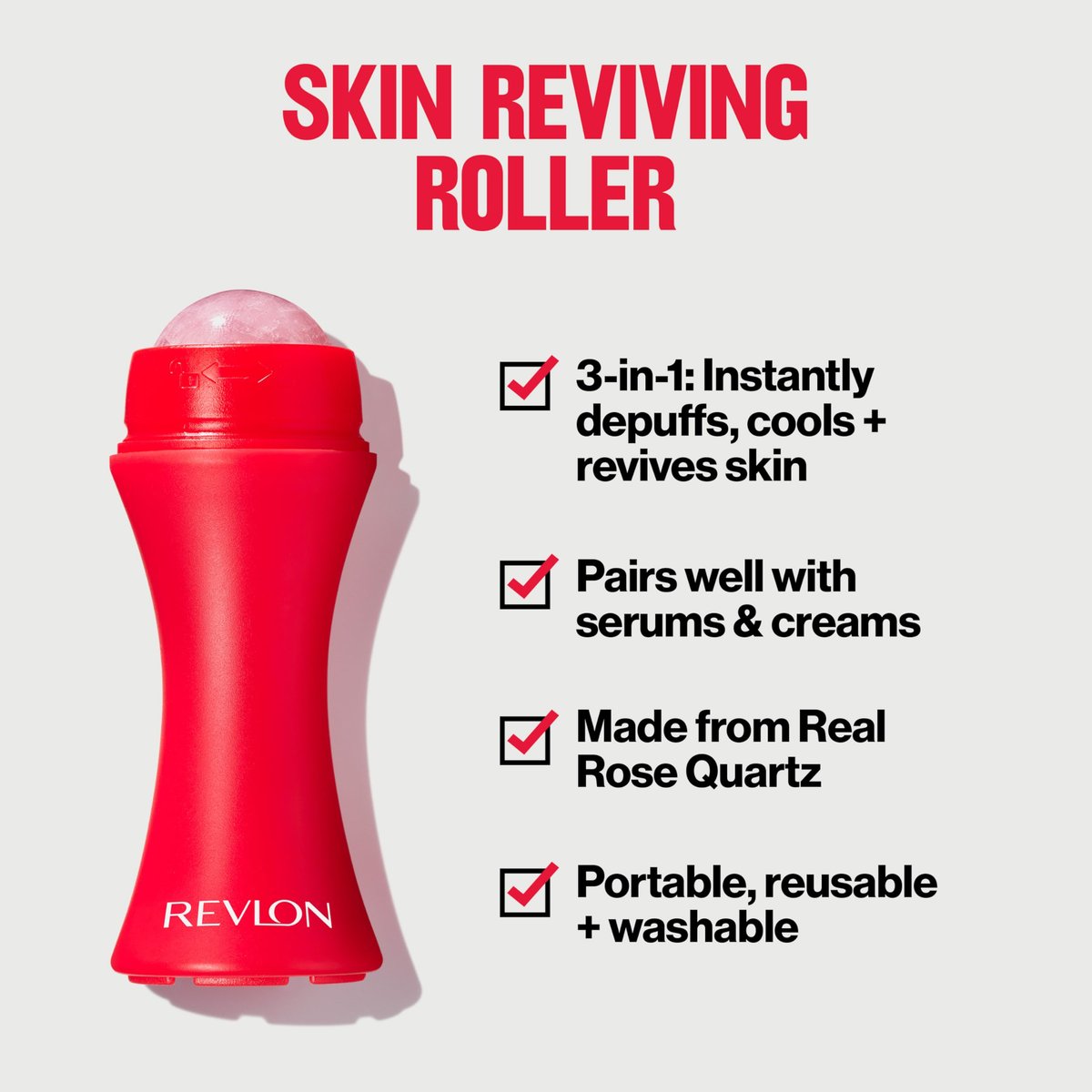 Revlon Skin Reviving Roller with Rose Quartz - All-Day Facial Brightening & Reviving Tool - görsel 6