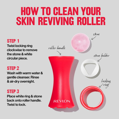 Revlon Skin Reviving Roller with Rose Quartz - All-Day Facial Brightening & Reviving Tool