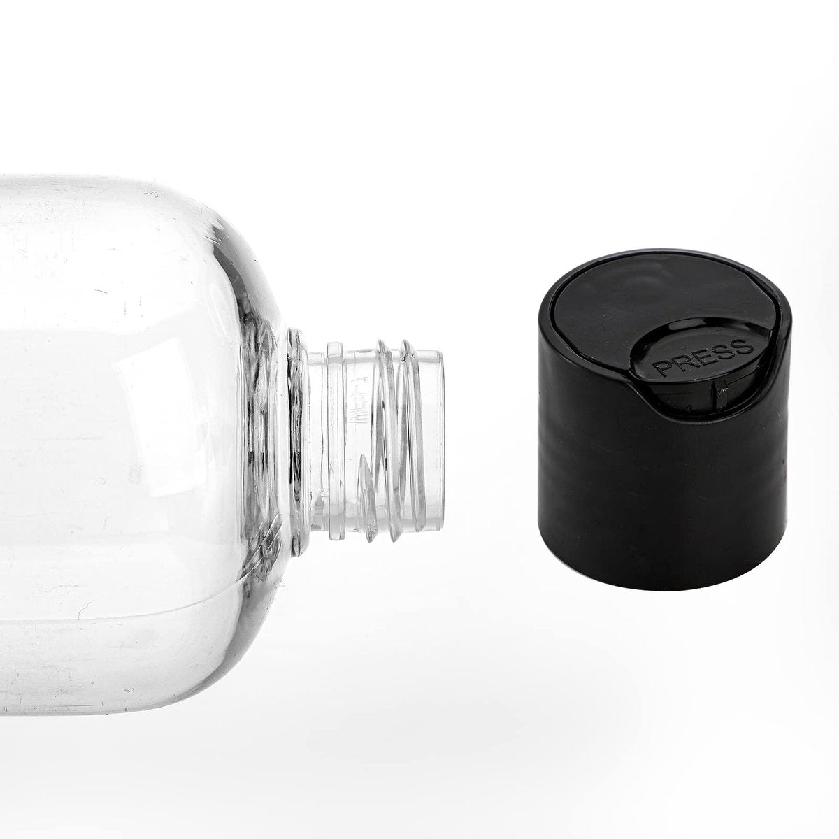 Peohud 20 Pack 16oz Clear Plastic Empty Bottles with Disc Top Flip Caps - Refillable Travel Squeeze Bottles for Shampoo, Lotion, Soap, and Cosmetics Avelisse