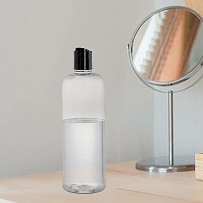 Peohud 20 Pack 16oz Clear Plastic Empty Bottles with Disc Top Flip Caps - Refillable Travel Squeeze Bottles for Shampoo, Lotion, Soap, and Cosmetics Avelisse