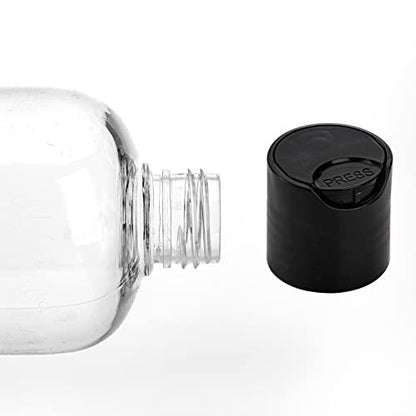 Peohud 20 Pack 16oz Clear Plastic Empty Bottles with Disc Top Flip Caps - Refillable Travel Squeeze Bottles for Shampoo, Lotion, Soap, and Cosmetics Avelisse