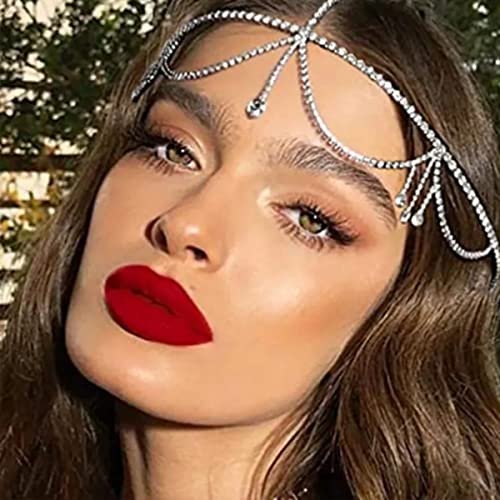 Layered Rhinestone Head Chain Crystal Headpiece Boho Silver Headbands Hair Accessories Prom Hair Jewelry Festival Outfits for Women - görsel 6