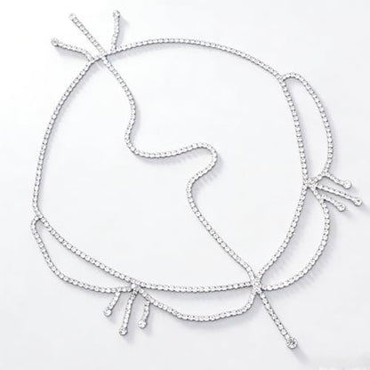 Layered Rhinestone Head Chain Crystal Headpiece Boho Silver Headbands Hair Accessories Prom Hair Jewelry Festival Outfits for Women