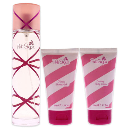 Aquolina Pink Sugar Candy Magic Women's 3.4oz EDT Spray, 1.7oz Shower Gel & Body Lotion Gift Set
