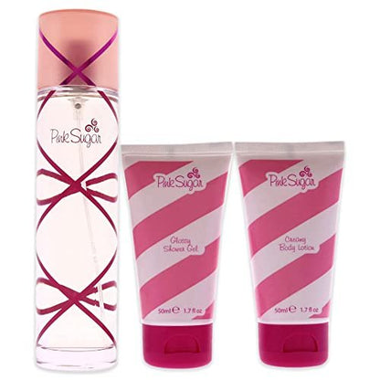 Aquolina Pink Sugar Candy Magic Women's 3.4oz EDT Spray, 1.7oz Shower Gel & Body Lotion Gift Set