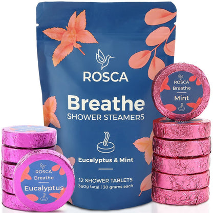 ROSCA Eucalyptus & Mint Shower Steamers - 12 Aromatherapy Shower Steamers with Essential Oils - Stress Relief Fizzies - Relaxation Gifts for Women and Men Avelisse
