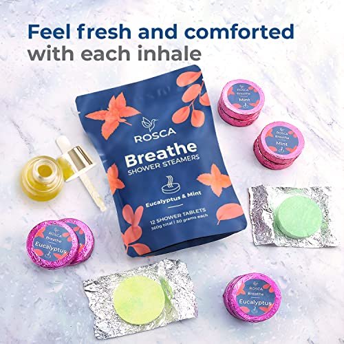 ROSCA Eucalyptus & Mint Shower Steamers - 12 Aromatherapy Shower Steamers with Essential Oils - Stress Relief Fizzies - Relaxation Gifts for Women and Men Avelisse