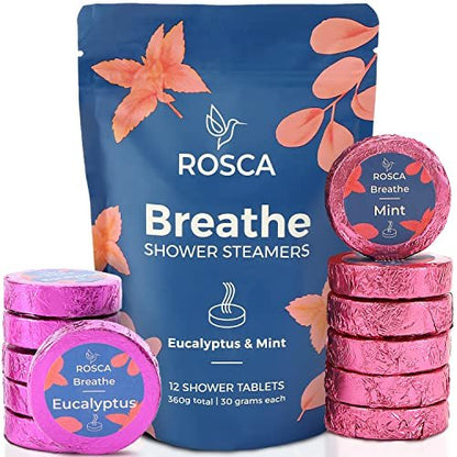 ROSCA Eucalyptus & Mint Shower Steamers - 12 Aromatherapy Shower Steamers with Essential Oils - Stress Relief Fizzies - Relaxation Gifts for Women and Men Avelisse