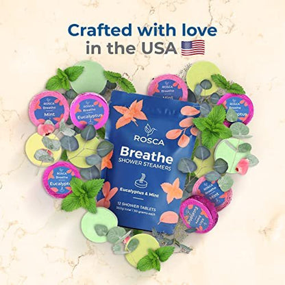 ROSCA Eucalyptus & Mint Shower Steamers - 12 Aromatherapy Shower Steamers with Essential Oils - Stress Relief Fizzies - Relaxation Gifts for Women and Men Avelisse