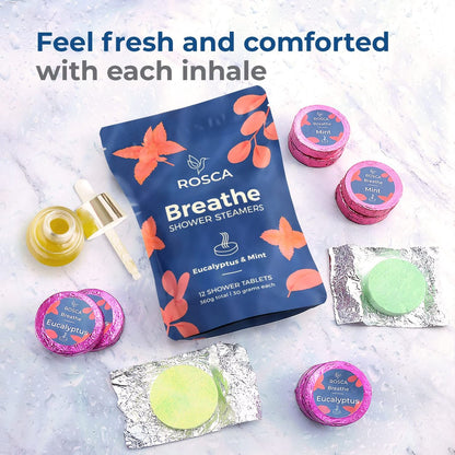 ROSCA Eucalyptus & Mint Shower Steamers - 12 Aromatherapy Shower Steamers with Essential Oils - Stress Relief Fizzies - Relaxation Gifts for Women and Men Avelisse