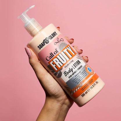 Soap & Glory Call of Fruity Vegan Body Lotion – Moisturizing Body Lotion with Vitamin E, Coconut Oil & Aloe Extracts, Tropical Fruits & Hibiscus Cocoa Butter for Dehydrated Skin (500ml) Avelisse