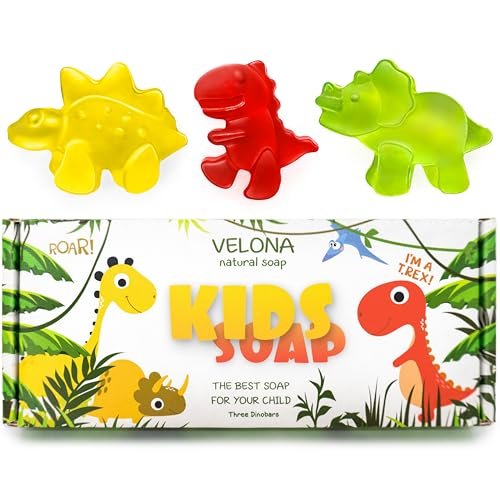 velona Kids Soap – 3 Dinosaur Bars | Fun Bath Time for Children | Natural Oils | Made in USA (3 Bars) - görsel 2