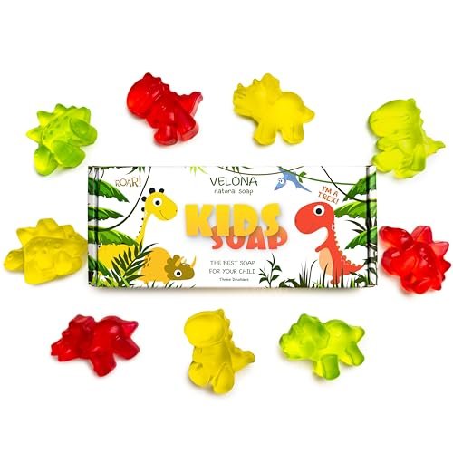 velona Kids Soap – 3 Dinosaur Bars | Fun Bath Time for Children | Natural Oils | Made in USA (3 Bars) - görsel 10