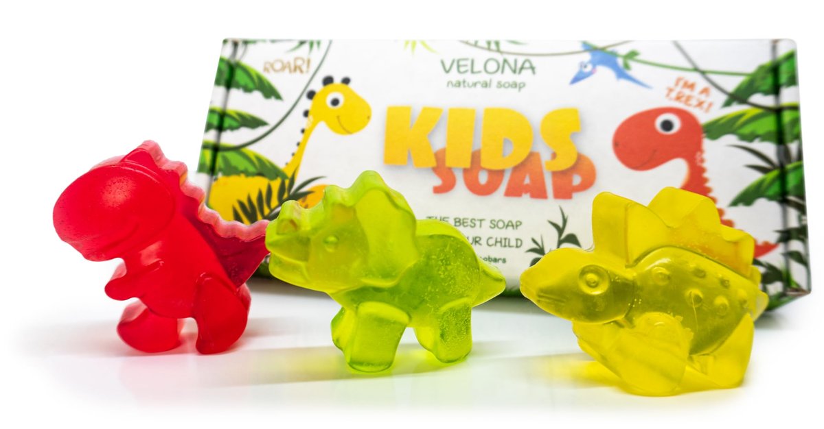 velona Kids Soap – 3 Dinosaur Bars | Fun Bath Time for Children | Natural Oils | Made in USA (3 Bars) - görsel 11