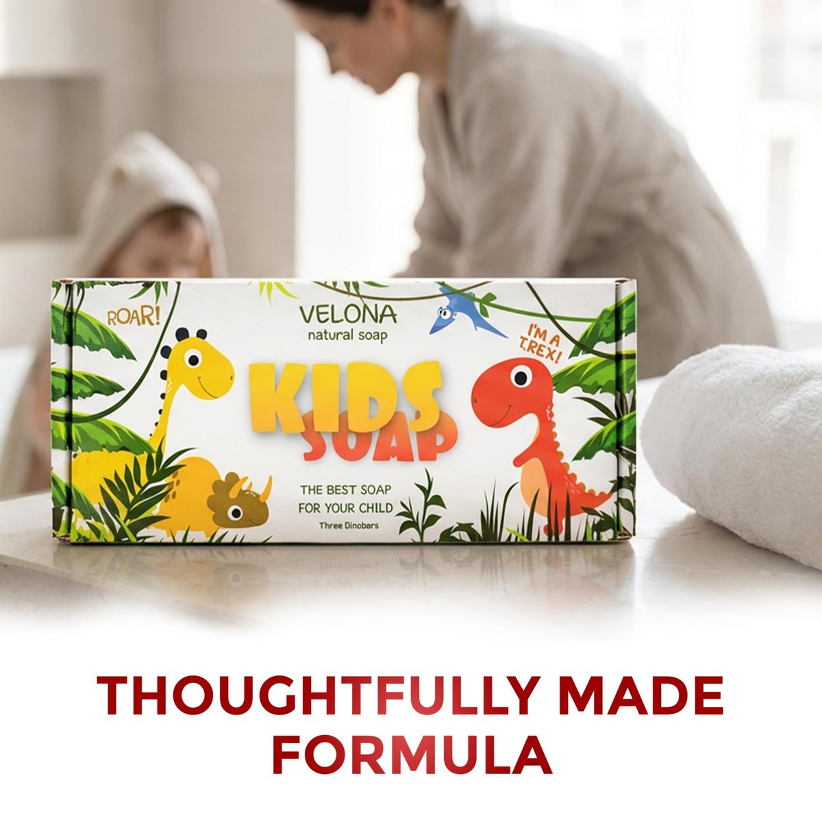 velona Kids Soap – 3 Dinosaur Bars | Fun Bath Time for Children | Natural Oils | Made in USA (3 Bars) - görsel 5