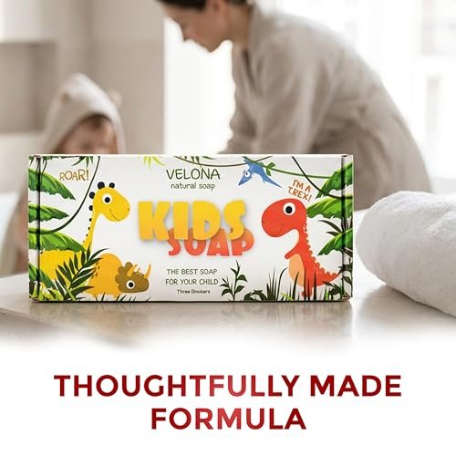 velona Kids Soap – 3 Dinosaur Bars | Fun Bath Time for Children | Natural Oils | Made in USA (3 Bars) - görsel 6